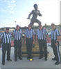 Working a football game at Dubuque Senior are ICAOA officials Ray Carley, Tim Sloan, Jeff Longley, Blair Klinefelter and Tim Sullivan.